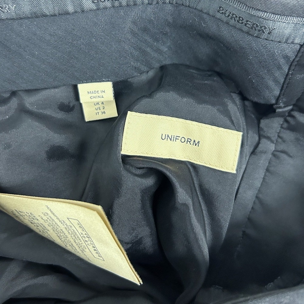 Burberry Uniform Black Wool Mohair Trousers Satin Racer Stripes Size 2 - Picture 6 of 7